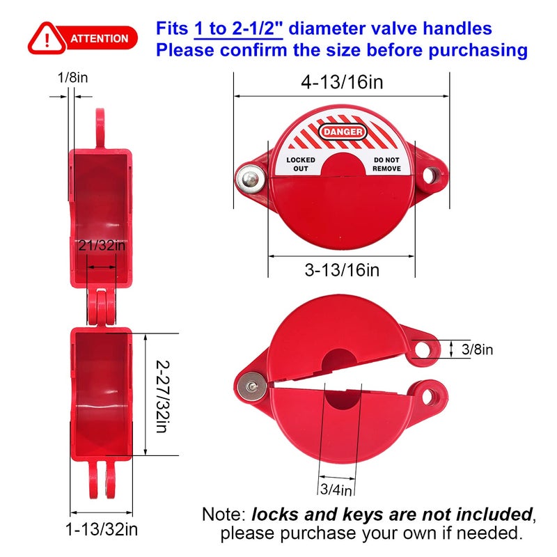 Young Dance Gate Valve Lockout Device 2Pack Rotating Plastic Outdoor Water Hose Protector Babyproof 1-2.5in Diameter Valve Handles Red Secure for Water Spigot Faucet Knob Oil Natural Gas Propane Tank Lock Outdoor - Image 2